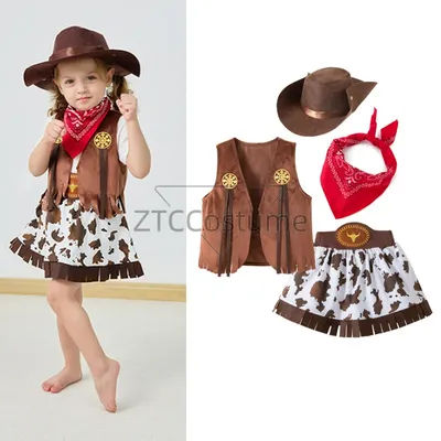 Child Girls Purim Halloween Cosplay Costumes for Baby Toddler Kids Cowgirl Cowboy Costume Party Fancy Dress