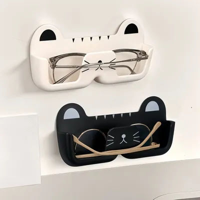 Cute Cat Glasses Storage Rack, Household Portable Glasses Storage Box, Wall Mounted Non Perforated Sunglasses Storage Rack