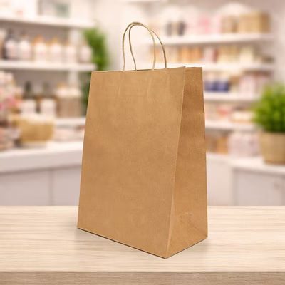 Premium Kraft Paper Merchandise Handle Bag 9 5/8" x 5 5/16" x 13 5/8" 50 pack JMB245