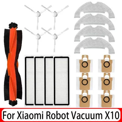For Xiaomi Robot Vacuum X10 Robot Vacuum Cleaner Parts Replacement Main Side Brush Hepa Filter Mop Cloth Dust Bag Accessories