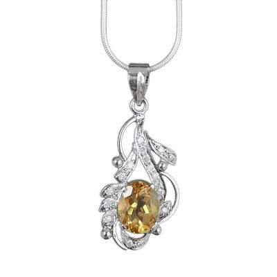 Citrine pendant necklace, 'Jaipur Sun'