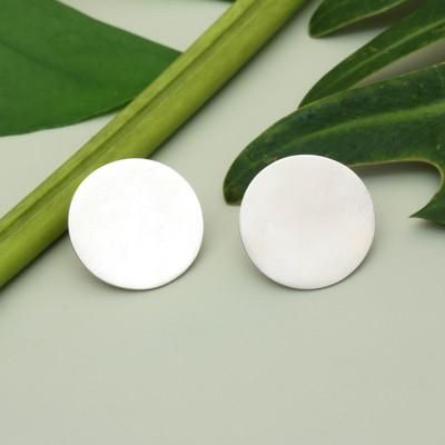 'Modern Brushed-Satin Round Sterling Silver Button Earrings'
