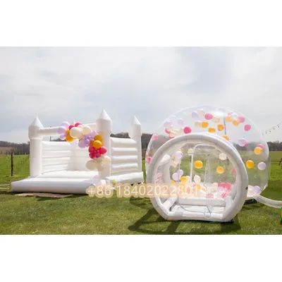 White bounce house and bubble house inflatable bouncy bubble dome house
