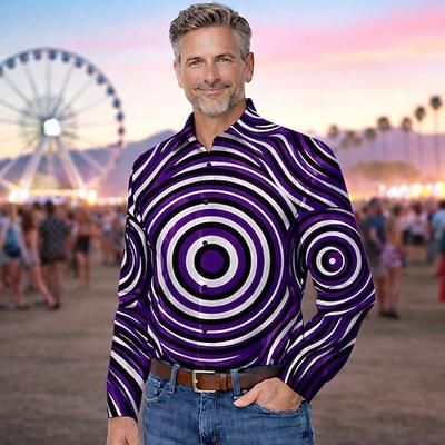 Retrò Vintage Anni '70 Camicia Camicia Aloha Lunghe Hippie Etnico Costume Per uomo Mascherata Festival Musicale Feste Abbigliamento quotidiano Adulti Camicia
