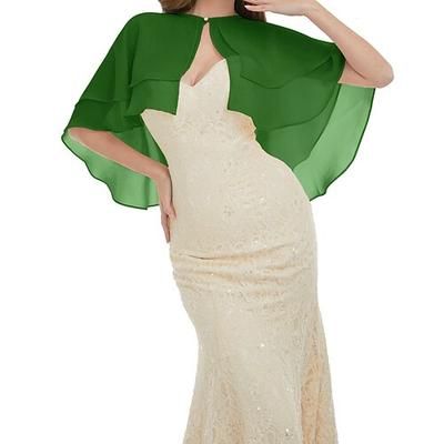 Coprispalle Scialli della Madre Scialli della Sposa Mantella Elegante Signore Veli Trasparenti Senza Maniche Chiffon Stole da matrimonio Con Colore puro Per Quotidiano Estate