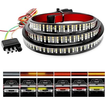 luce portellone posteriore camion, barra portellone posteriore camion, striscia LED a tre file con indicatori di direzione sequenziali rossi, bianchi, ambra, luci stroboscopiche
