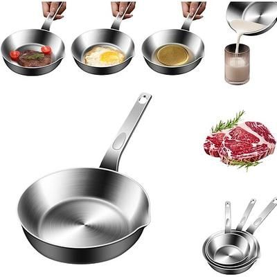 Mini padella per uova in acciaio inox 316 con beccuccio, piccola padella per frittate per burro e salse, compatibile con fornelli a gas e a induzione, solo lavaggio a mano