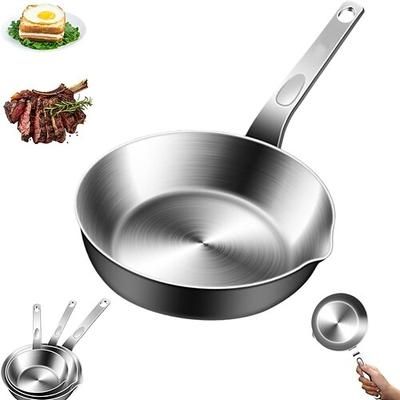 Mini padella per uova in acciaio inox 316 con beccuccio, piccola padella per frittate per burro e salse, compatibile con fornelli a gas e a induzione, solo lavaggio a mano