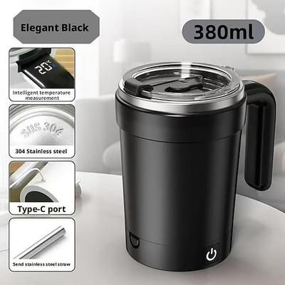 Tazza da caffè magnetica con coperchio a cannuccia, frullatore in acciaio inox 304, miscelazione rapida a 7000 giri/min per frullati caffè, ricaricabile tramite USB per casa/ufficio/viaggio (bevande
