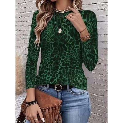 Per donna Maglietta Stampato Grafico Geometrico Astratto Vintage Moda Elegante Manica Lunga Girocollo Top Regolari Quotidiano Blu Rosso Viola Fucsia Marrone Estate Primavera