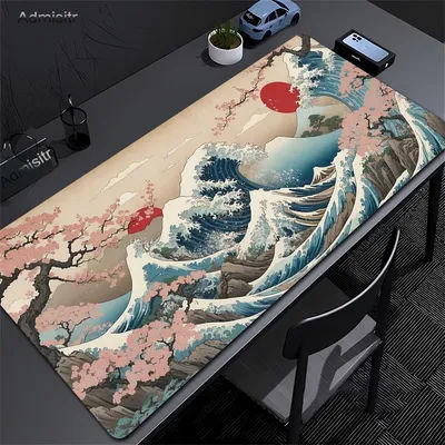 Tapis de souris XXL à fleurs de cerisier japonaises, tapis de bureau pour ordinateur portable, tapis de souris Sakura, tapis de bureau d'anime, tapis de clavier pour gamer, tapis de bureau pour