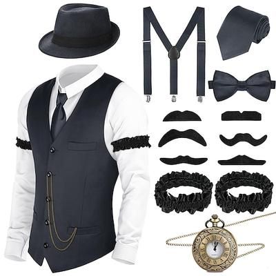 Anni Ruggenti Anni 1920 Retrò Vintage Abiti Gilet Cappello Panama Il grande Gatsby Charleston Gentiluomo Moda Costume Per uomo Natale Halloween Carnevale Balli di fine anno Addio al Nubilato Festival