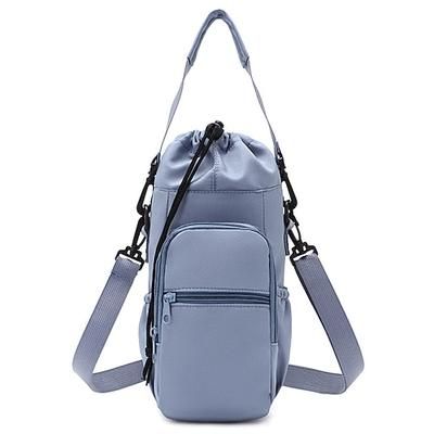 Borsa da donna in nylon impermeabile per borraccia con tasca per telefono, tracolla multicolore per fitness, sport, escursionismo e uso casual, tracolla regolabile e portabevande da viaggio.