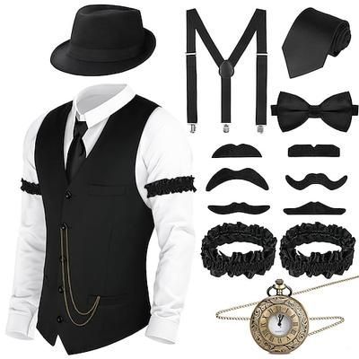 Anni Ruggenti Anni 1920 Retrò Vintage Abiti Gilet Cappello Panama Il grande Gatsby Charleston Gentiluomo Moda Costume Per uomo Natale Halloween Carnevale Balli di fine anno Addio al Nubilato Festival