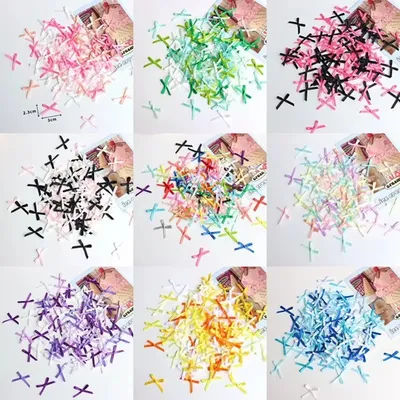 100pcs New 2x3cm Ribbon Bows Solid Color Mini Flowers Bows Ties Flower Craft Decoration DIY Satin Bow Hair Clothes Decoration