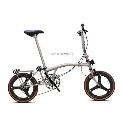 Full Titanium Tri-fold Folding Bicycle with 7 Speeds 7.6 kg Ultralight Portable Folding Bikes for Mens and Womens