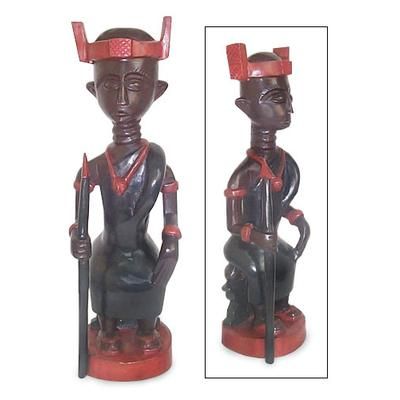 Wood sculpture, 'The King Holds Court'