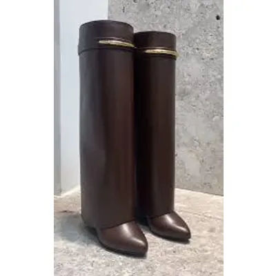 Bottines à talon haut à bout pointu avec boucle en métal, bottes hautes pour femme, hiver 2026, bottes longues à enfiler, talons hauts, bottes de soirée tendance