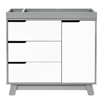 Babyletto Hudson 3-Drawer Changer Dresser, KD w/Removable Changing Tray in Grey/White