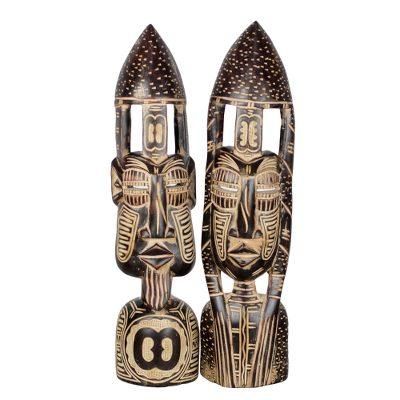 Hope and Interdependence,'Hand Carved African Masks with Akan Symbols (Pair)'