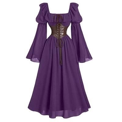 Retrò Vintage Medievale Rinascimento Vestito Lunghe Elfo Costume Per donna Halloween Carnevale Mascherata Fiera Rinascimentale Festa a tema retrò Adulti Vestito