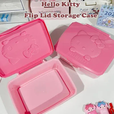 Hello Kitty Storage Box Desktop Dustproof Storage Box Cute Small Storage Box Cosmetics Storage Box Portable Storage Box