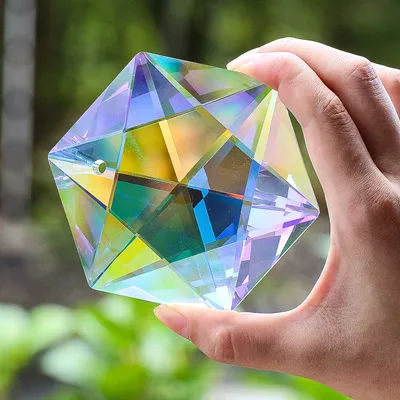 Attrape-soleil en cristal hexagonal de 100mm, prismes suspendus pour fenêtre, étoile mystérieuse Magen David arc-en-ciel, pendentif, décor de jardin de noël