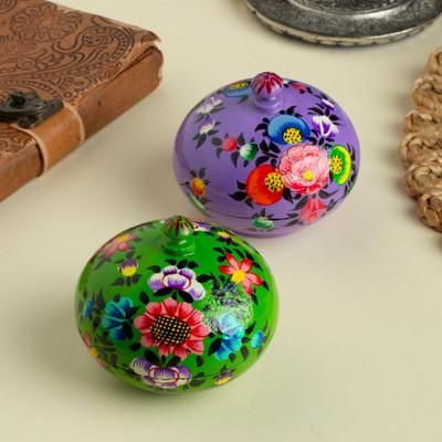'2 Botanical-Themed Wood and Papier Mache Decorative Boxes'