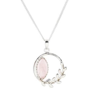Pink Wreath,'Hand Crafted Rose Quartz and Sterling Silver Necklace'