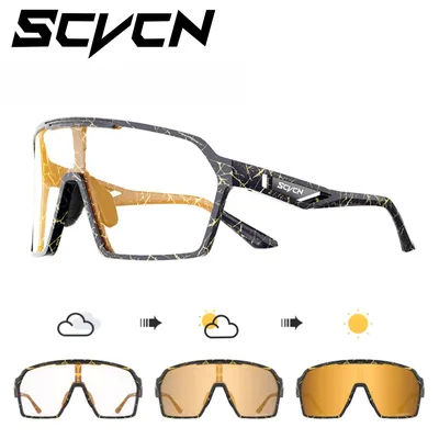 SCVCN Color Photochromic Sunglasses Bike Cycling Glasss UV400 Outdoor Sports Running Drving for Men Goggles Mtb Bicycle Eyewear