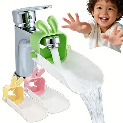 1/3pc Anti-Splash Faucet Extender with Rabbit Design Handwashing Assistant Tube for Kids Kitchen Bathroom Easy Faucet Reach Tool