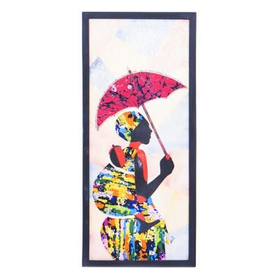 The Strength of a Woman,'Batik and Oil on Cotton Collage of African Mother and Child'