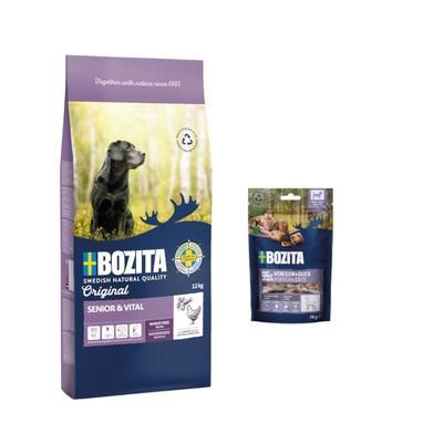 12 kg Bozita Original + 2 x 70 g Meaty Bites gratis! - Senior & Vital con Pollo - senza frumento