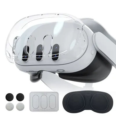Kit de protection pour lunettes Meta quest3 VR, étui en cristal + couvercle d'objectif + protecteur d'écran en verre trempé + capuchon de Joystick