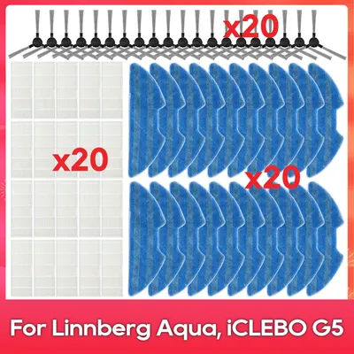 Compatible For ( Linnberg Aqua, iCLEBO G5 ) Roller Side Brush Filter Mop Cloths Robot Vacuum Cleaner Spare Part Accessory