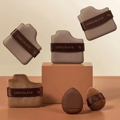 6 Pieces Of Chocolate Puff Sponge Set Multifunctional Makeup Set Soft And Wet Air Cushion Velvet Design Cosmetic Tools