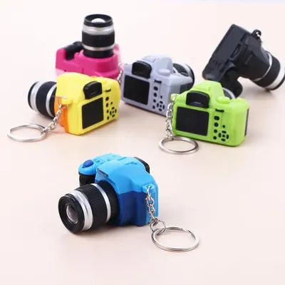Children Toys Camera with Keychain Mini Simulation Cameras Led Light Flashing Camera for Doll Accessories Kids Birthday Gift
