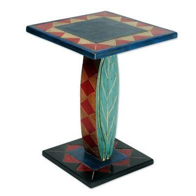 Rustic Leaf,'Hand Crafted Cedar Wood Geometric Leaf Accent Table'