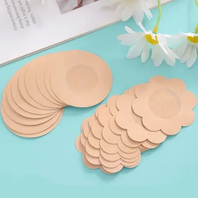 100PC tissu mamelon couverture tétine cacher femmes jetable mamelon Pasties pièce sein pétales Invisible soutien-gorge rembourrage poitrine autocollant Patch