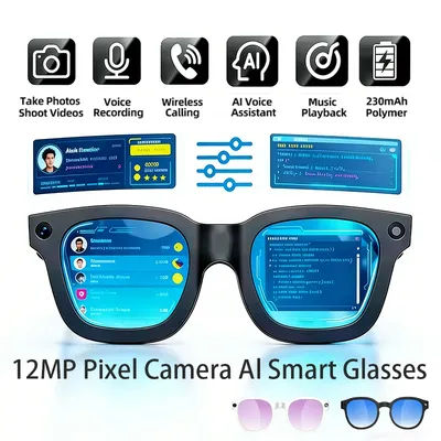 Recording While Translating AI Smart Glasses 6K Camera Stabilization 12MP Smart Glasses Wifi Wireless Transmission Sunglasses