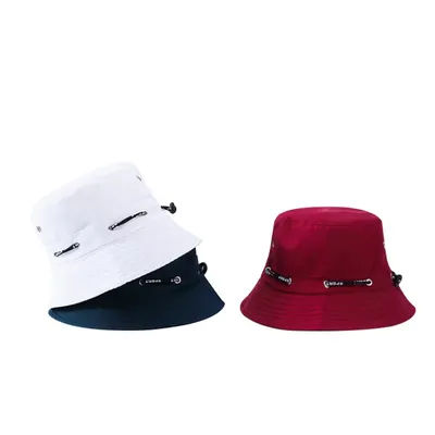Chapeau de pêcheur en coton avec boucle de cordon ajustable, seau, chapeau de voyage en plein air, casquette de soleil pour homm