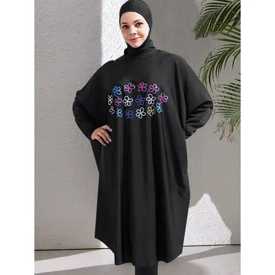 Burkini musulman grande taille pour femmes, 3 pièces, maillot de bain modeste, pour la plage d'été, en forme de chauve-souris trempée, couverture complète, hijab, haut et pantalon