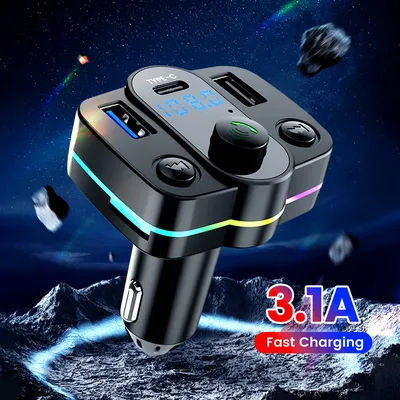 Voiture Bluetooth 5.3 transmetteur FM USB Type C charge rapide chargeur de voiture mains libres lecteur MP3 HiFi stéréo musique voiture téléphone chargeur