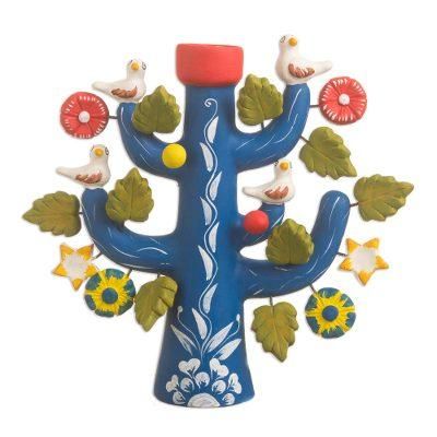 Ceramic candleholder, 'Ocean Tree of Life'