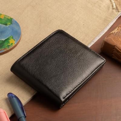 'Handmade Multi-Compartment Onyx Black 100% Leather Wallet'