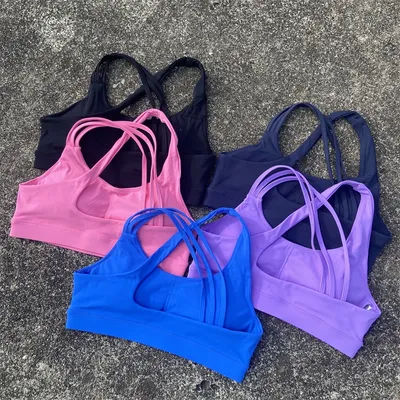 Soutien-gorge de sport à bretelles croisées, haut de sport, sous-vêtements push-up, veste de yoga respirante pour femmes, haut de sport à fort impact, débardeur de fitness avec coussinets de poitrine