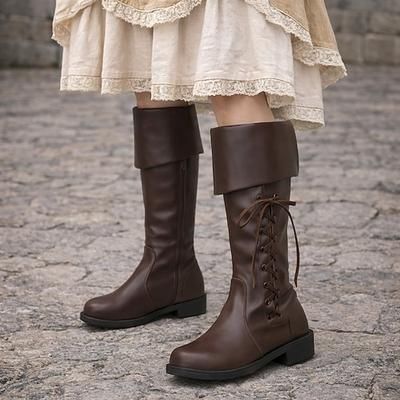 Medievale Rinascimento Scarpe A stivale Pirata Guerriero Vichingo Costume Per donna Vichingo Costumi da pirata Halloween Carnevale Performance LARP Fiera Rinascimentale Adulti Scarpe