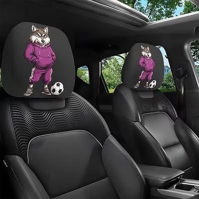 Copri poggiatesta per auto con stampa di animali da calcio, 2 pezzi, decorazione per interni auto, design elastico, vestibilità universale, adatti per spostamenti quotidiani e viaggi in famiglia,
