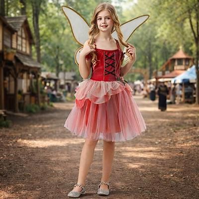 Set Medievale Elegante Lunghezza al ginocchio Vestito Accessori con accessori Senza maniche Fata Floreale Costume Ragazze Fantasia Giornata universale dell'infanzia Mascherata Performance Fiera