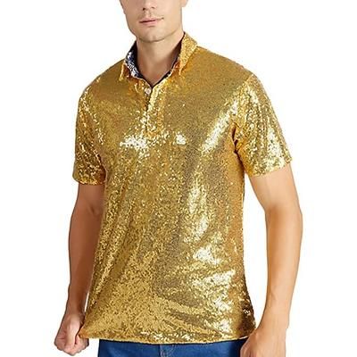 Retrò Vintage Anni '70 Rave T-shirt Polo Maniche corte Disco Paillettes Costume Per uomo Halloween Carnevale Festival Musicale Parata dell'Orgoglio Mese dell'orgoglio Adulti Maglietta Primavera